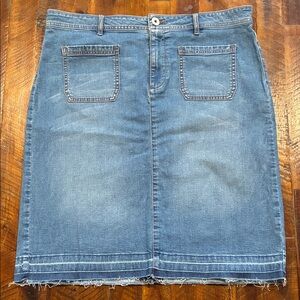 J. Jill raw hem denim skirt 10 tall